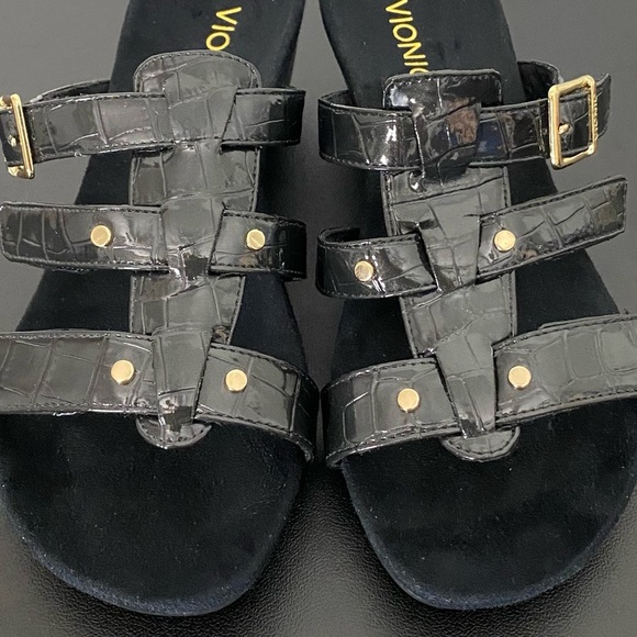 Vionic Triple Adjustable Strap Wedge Sandals Radia Slip On Slides Like New - Picture 10 of 12